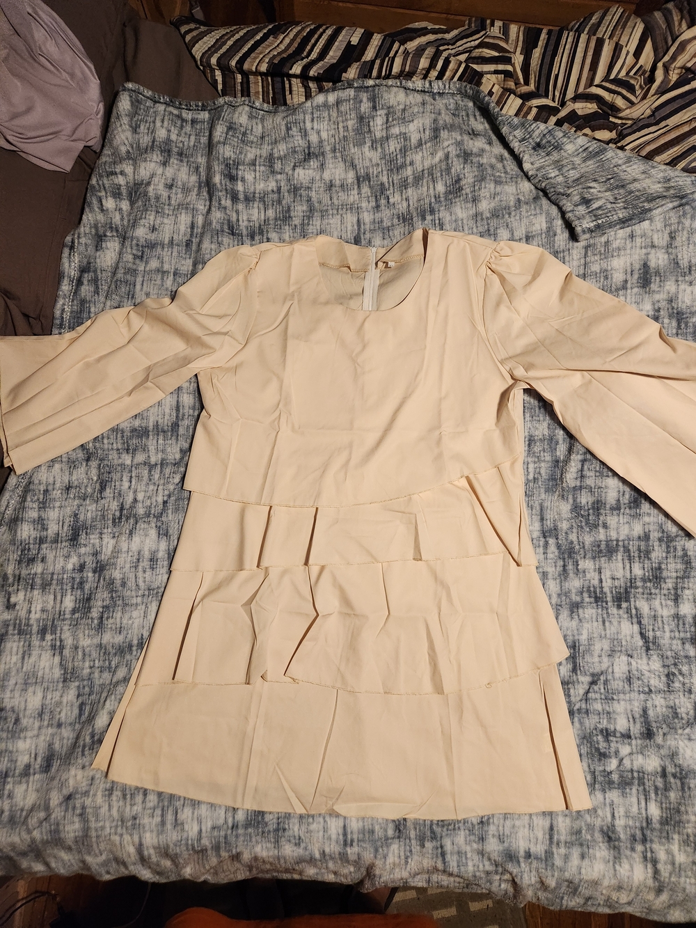 Express Cream Tiered Ruffle Dress
